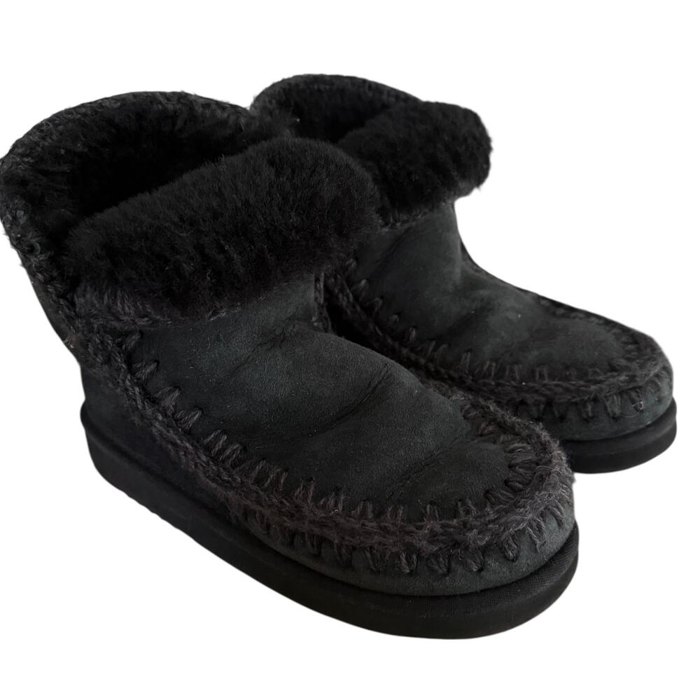 Mou Eskimo 18 Glitter Logo Boots Black Shearling Lined Winter Ankle Boot 7